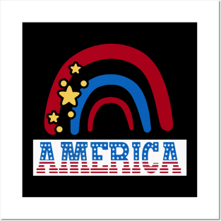 America Rainbow Posters and Art